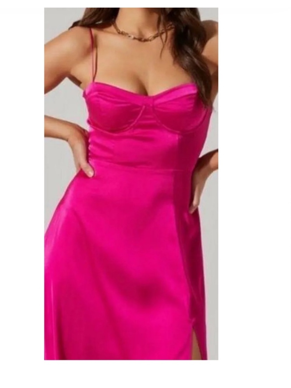 ASTR the Label Bustier Satin Fuchsia Midi Dress Size XS - Picture 3 of 15